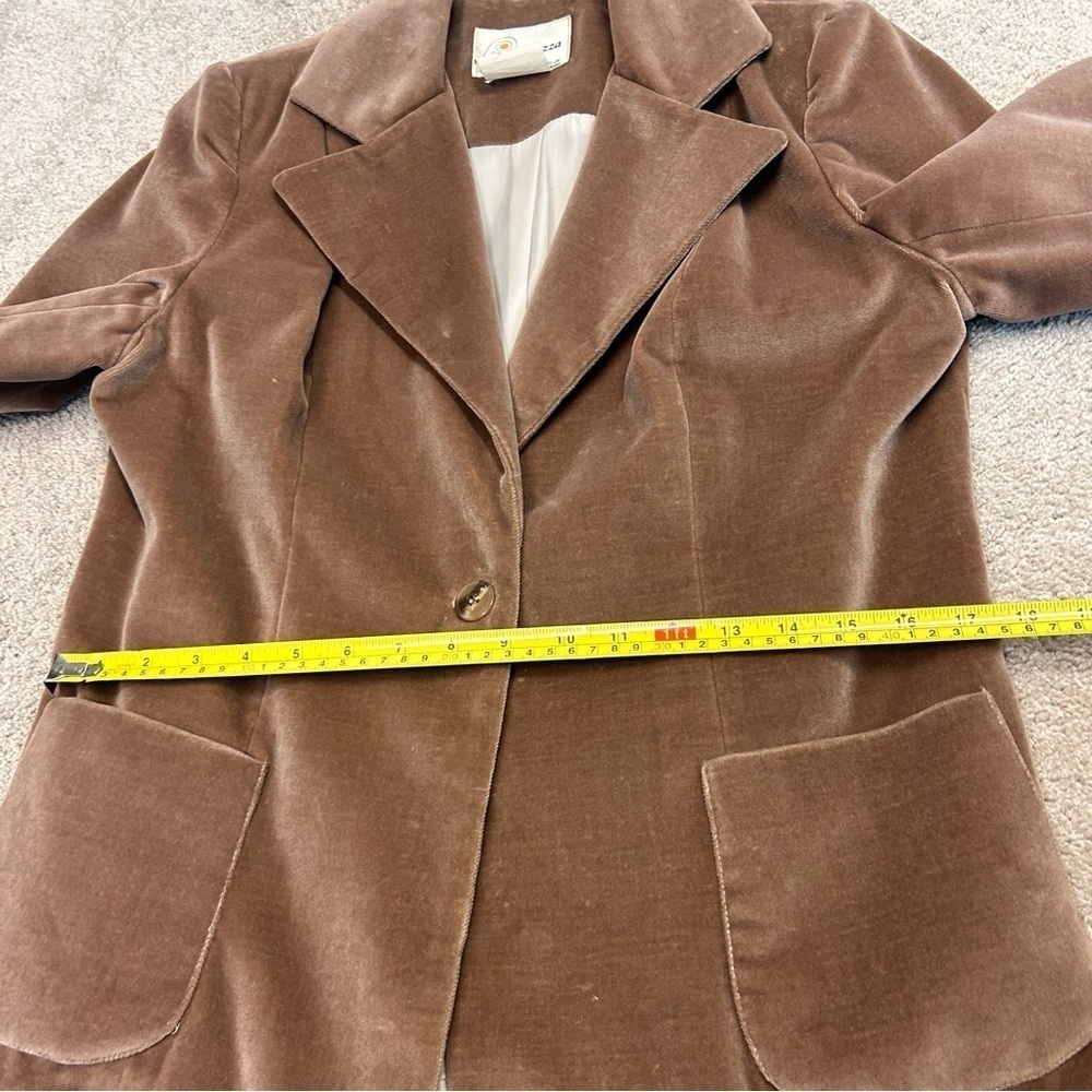 Perruzza vintage camel tan brown velvet single breasted blazer jacket🇨🇦 - Picture 10 of 11